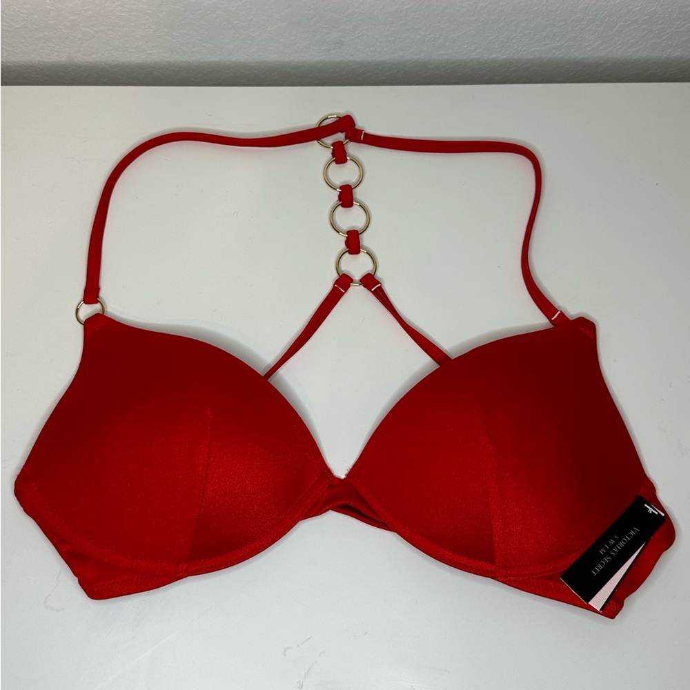 NWT Victoria’s Secret Swim Rings Wireless Push Up Red Bikini 34B